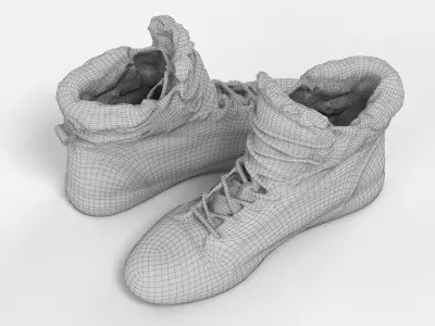 Suede and Fur Snow Boots 3D model