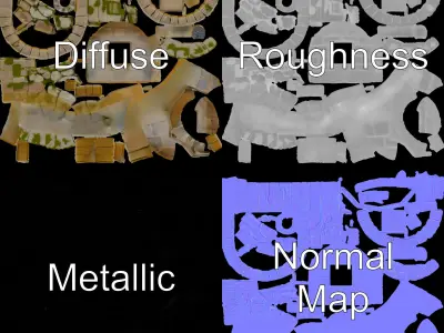 Archway Fountain Stone Model Pack Low-poly 3D model