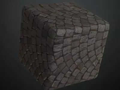 Grey Granite Fan Paving PBR Seamless Texture