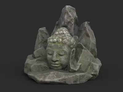 Rock Buddha 1004 - Grey Jagged Stone Low-poly 3D model