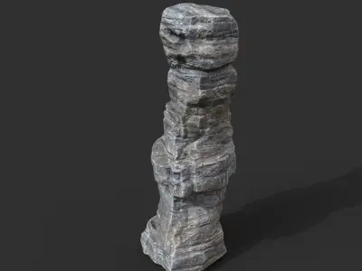 Low poly Gray Cliff Rock 200915 Pack C Low-poly 3D model