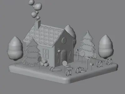 Gingerbread house Low-poly 3D model