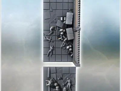 Scenes with apocalyptic zombies on urban streets with fences 3 - 3D print model