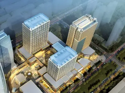 Modern CBD Mixed-Use Complex 3D model