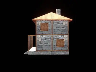 medieval house low poly village town residential house  74 Low-poly 3D model