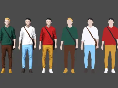 Colored Lowpoly People Low-poly 3D model