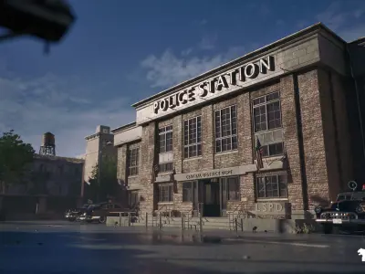 Retro Police Station Environment Low-poly 3D model