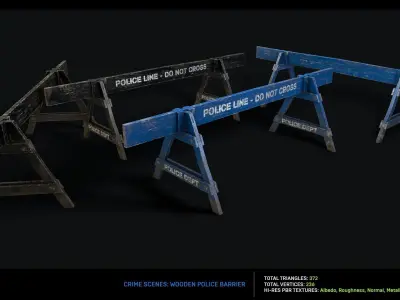 Crime Scenes - Wooden Police Barrier  Low-poly 3D model