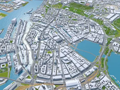 Hamburg Downtown Germany Low-poly 3D model