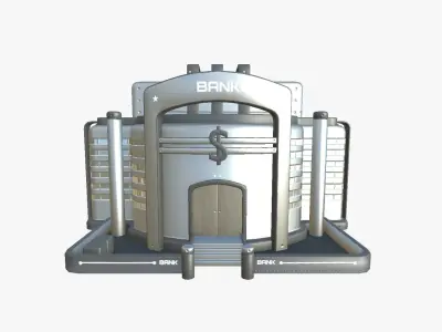 SciFi Bank A08 Metallic - Sci Fi Exterior Design Low-poly 3D model