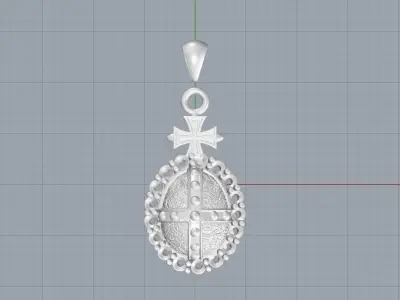 Carved Cross Egg Shape Pendant Design 3D print model