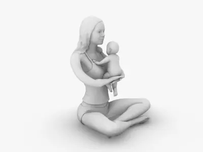 Mother and baby 3D print model
