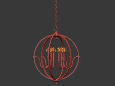 Stanton 6 Light Matte Gold Chandelier 3D model