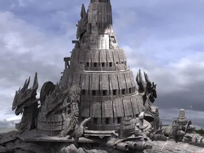 Dragon Temple SpaceShip 3D model