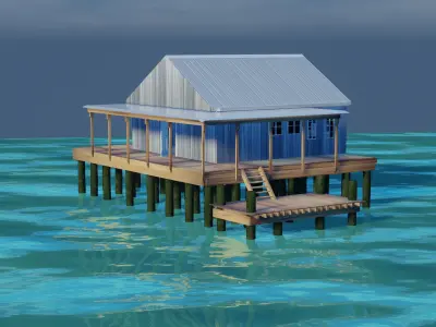 Fishing Camp House Low-poly 3D model