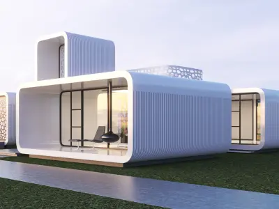 Futuristic residential house 01 3D model