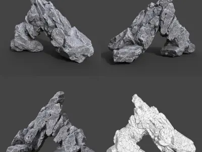 Low Poly Gray Rock Formation 221219 - Ultra HD 16K Texture Low-poly 3D model