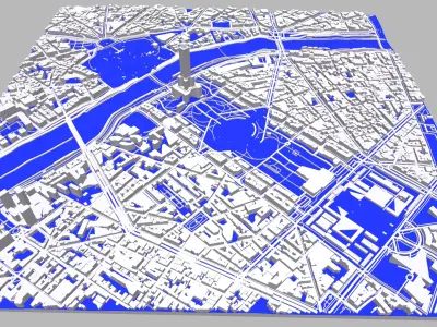 Cityscape Paris France fragment city 3D model