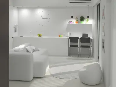 Studio Living Room Apartment Interior Design 3D model