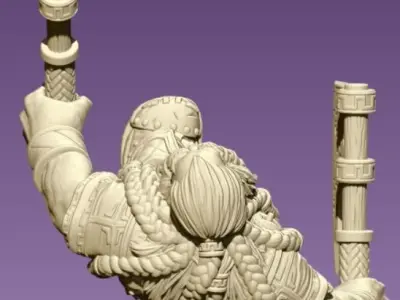Dwarf with axes 3D print model