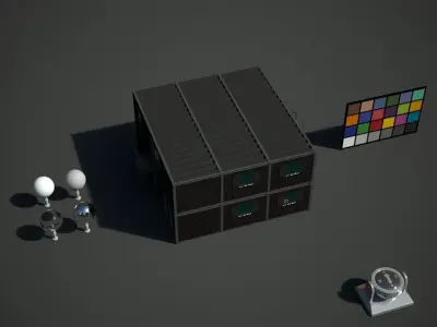 Site Cabins - Large group Low-poly 3D model