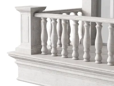 Classical Arched Window Balcony with Baluster - Facade Element 3D model