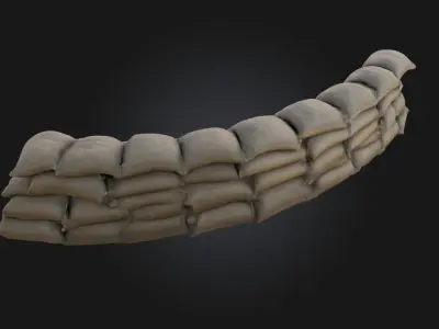 Sandbag Fortification Defensive Barrier Mode 3D model