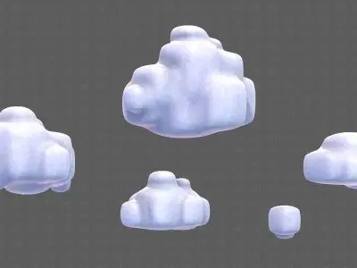 Clouds cartoon V06 Low-poly 3D model