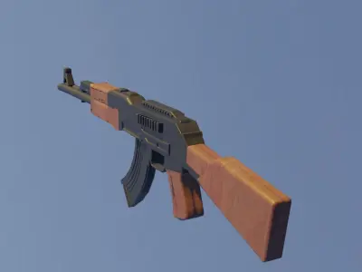 AK47 game ready rifle on sky Low-poly 3D model