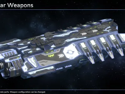Spaceship Enkar Republic Cruiser Thulmar Low-poly 3D model