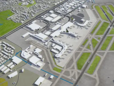 Honolulu - Airport - HNL Low-poly 3D model