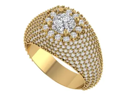 Cushion Square Gents Ring 3D print model