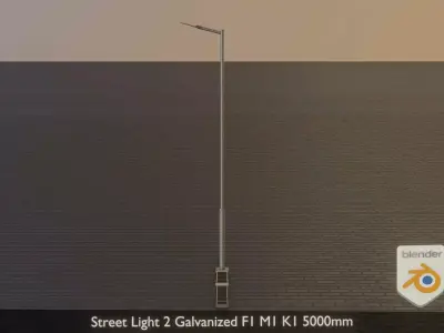 Street Light 2 Galvanized F1 M1 K1 5000mm Low-poly 3D model