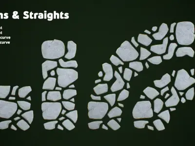 Stylized Modular Stone Path Kit - 10 Pieces Low-poly 3D model