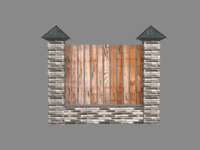 wooden fence Low-poly 3D model