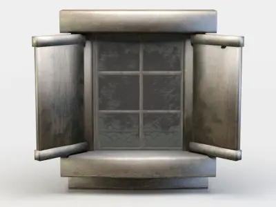 Window metal door with glass Low-poly 3D model