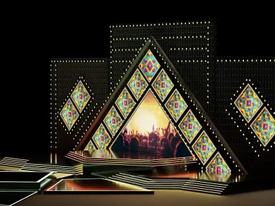 Entertainment Concert and Corporate Event Stage with Light Low-poly 3D model