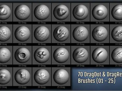 Terrain And Ground Maker 280 ZBrush Brushes 3D model