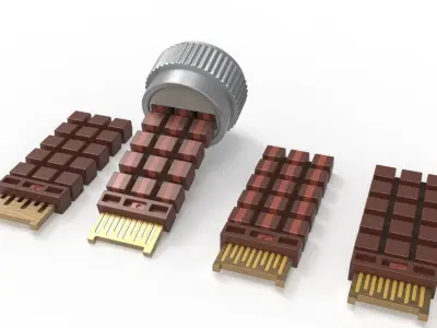 Terminator Brain Chip with stand 3D model