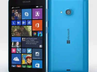 Microsoft Lumia 535 and Dual SIM Blue Low-poly 3D model