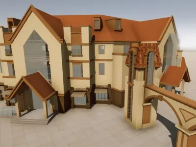 Commercial Street entrance building Low-poly 3D model