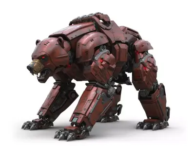 Sci-Fi Heavy Robot Bear 3D Model Low-poly 3D model