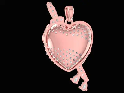 Elegant Diamond Ribbon Heart Pendant for Women  2415 3D print model