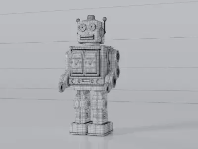 Tin Robot Toy Low-poly 3D model