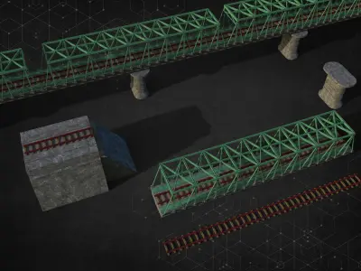 Rail Iron Bridge Modular Type one 3D model
