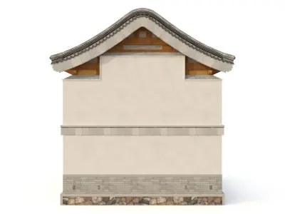 3D Chinese Two storey building Low-poly 3D model