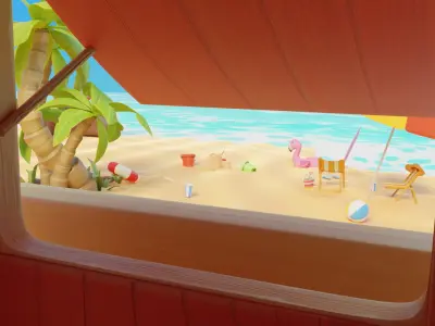 Summer Beach Assets Model Bundle Pack 3D model