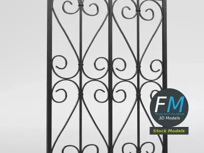 Wrought iron window grille 3D model