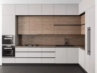 Kitchen Modern - White and Wood 35 3D model
