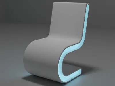 Sci-fi chair and table Low-poly 3D model